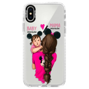 Silikónové púzdro Bumper iSaprio - Mama Mouse Brunette and Girl - iPhone X