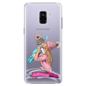 Plastové puzdro iSaprio - Kissing Mom - Blond and Boy - Samsung Galaxy A8+
