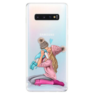 Odolné silikonové pouzdro iSaprio - Kissing Mom - Blond and Boy - Samsung Galaxy S10+