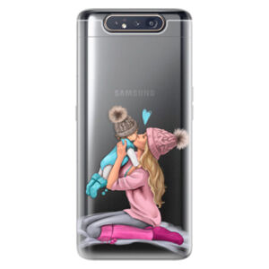 Odolné silikónové puzdro iSaprio - Kissing Mom - Blond and Boy - Samsung Galaxy A80