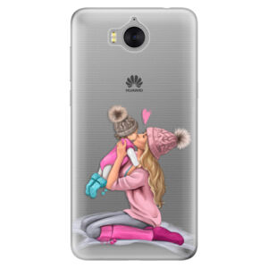 Silikónové puzdro iSaprio - Kissing Mom - Blond and Girl - Huawei Y5 2017 / Y6 2017