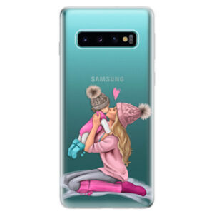 Odolné silikonové pouzdro iSaprio - Kissing Mom - Blond and Girl - Samsung Galaxy S10