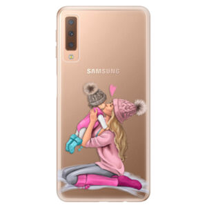 Odolné silikónové puzdro iSaprio - Kissing Mom - Blond and Girl - Samsung Galaxy A7 (2018)