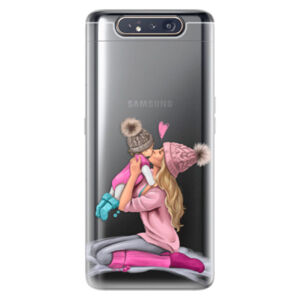 Odolné silikónové puzdro iSaprio - Kissing Mom - Blond and Girl - Samsung Galaxy A80