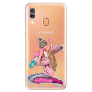 Odolné silikónové puzdro iSaprio - Kissing Mom - Blond and Girl - Samsung Galaxy A40