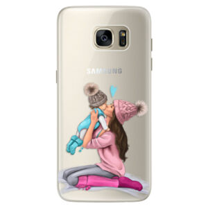 Silikónové puzdro iSaprio - Kissing Mom - Brunette and Boy - Samsung Galaxy S7 Edge