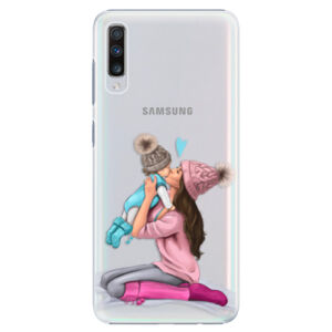 Plastové puzdro iSaprio - Kissing Mom - Brunette and Boy - Samsung Galaxy A70