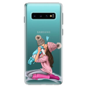 Plastové puzdro iSaprio - Kissing Mom - Brunette and Boy - Samsung Galaxy S10