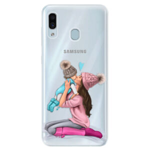 Silikónové puzdro iSaprio - Kissing Mom - Brunette and Boy - Samsung Galaxy A30