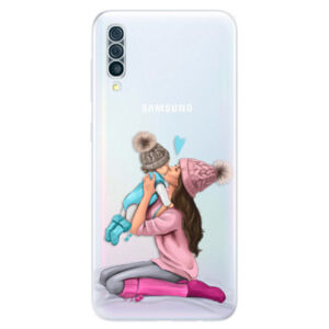 Odolné silikónové puzdro iSaprio - Kissing Mom - Brunette and Boy - Samsung Galaxy A50