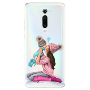Odolné silikónové puzdro iSaprio - Kissing Mom - Brunette and Boy - Xiaomi Mi 9T Pro