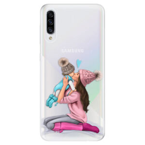 Odolné silikónové puzdro iSaprio - Kissing Mom - Brunette and Boy - Samsung Galaxy A30s
