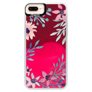 Neónové púzdro Pink iSaprio - Leaves and Flowers - iPhone 8 Plus