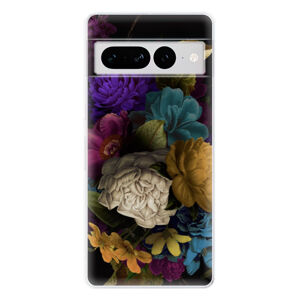 Odolné silikónové puzdro iSaprio - Dark Flowers - Google Pixel 7 Pro 5G