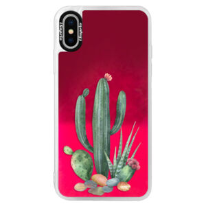 Neónové púzdro Pink iSaprio - Cacti 02 - iPhone X