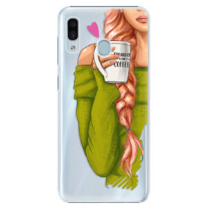 Plastové puzdro iSaprio - My Coffe and Redhead Girl - Samsung Galaxy A30