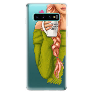 Odolné silikonové pouzdro iSaprio - My Coffe and Redhead Girl - Samsung Galaxy S10