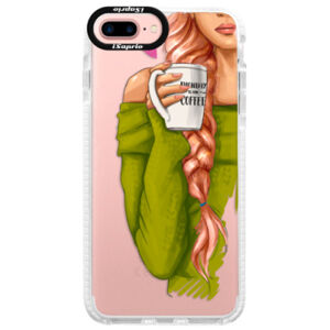Silikónové púzdro Bumper iSaprio - My Coffe and Redhead Girl - iPhone 7 Plus
