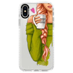 Silikónové púzdro Bumper iSaprio - My Coffe and Redhead Girl - iPhone X