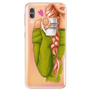 Odolné silikónové puzdro iSaprio - My Coffe and Redhead Girl - Samsung Galaxy A40