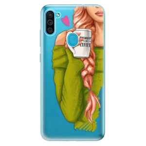 Odolné silikónové puzdro iSaprio - My Coffe and Redhead Girl - Samsung Galaxy M11