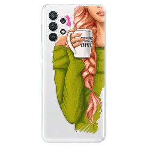 Odolné silikónové puzdro iSaprio - My Coffe and Redhead Girl - Samsung Galaxy A32 5G
