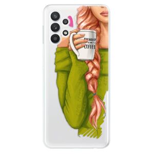 Odolné silikónové puzdro iSaprio - My Coffe and Redhead Girl - Samsung Galaxy A32