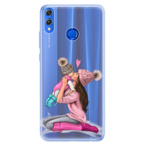 Silikónové puzdro iSaprio - Kissing Mom - Brunette and Girl - Huawei Honor 8X