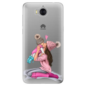 Silikónové puzdro iSaprio - Kissing Mom - Brunette and Girl - Huawei Y5 2017 / Y6 2017
