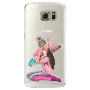 Silikónové puzdro iSaprio - Kissing Mom - Brunette and Girl - Samsung Galaxy S6