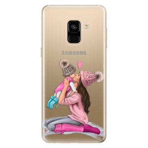 Odolné silikónové puzdro iSaprio - Kissing Mom - Brunette and Girl - Samsung Galaxy A8 2018