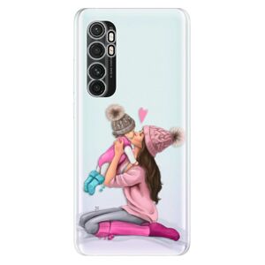 Odolné silikónové puzdro iSaprio - Kissing Mom - Brunette and Girl - Xiaomi Mi Note 10 Lite