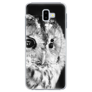 Plastové puzdro iSaprio - BW Owl - Samsung Galaxy J6+