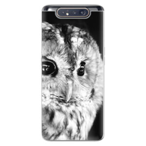 Odolné silikónové puzdro iSaprio - BW Owl - Samsung Galaxy A80
