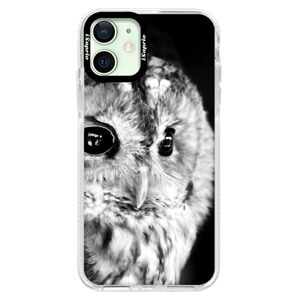 Silikónové puzdro Bumper iSaprio - BW Owl - iPhone 12
