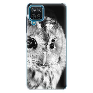 Plastové puzdro iSaprio - BW Owl - Samsung Galaxy A12