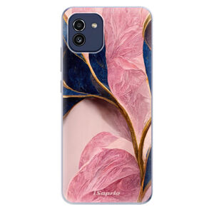 Odolné silikónové puzdro iSaprio - Pink Blue Leaves - Samsung Galaxy A03