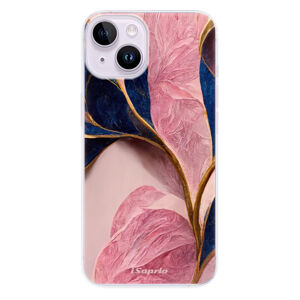 Odolné silikónové puzdro iSaprio - Pink Blue Leaves - iPhone 14