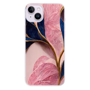 Odolné silikónové puzdro iSaprio - Pink Blue Leaves - iPhone 14 Plus