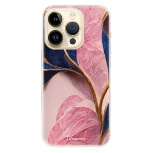 Odolné silikónové puzdro iSaprio - Pink Blue Leaves - iPhone 14 Pro