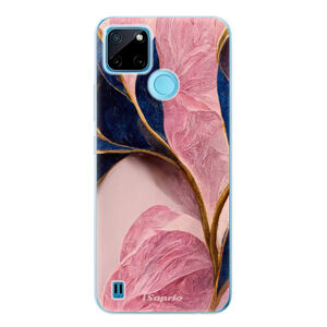 Odolné silikónové puzdro iSaprio - Pink Blue Leaves - Realme C21Y / C25Y