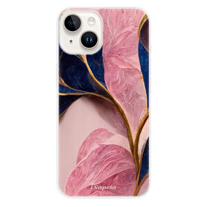 Odolné silikónové puzdro iSaprio - Pink Blue Leaves - iPhone 15