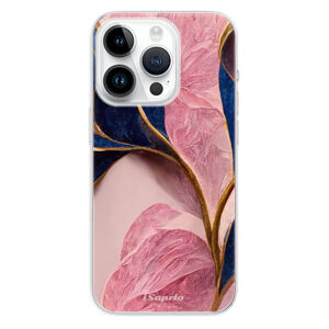Odolné silikónové puzdro iSaprio - Pink Blue Leaves - iPhone 15 Pro