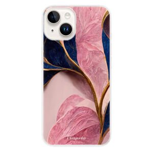 Odolné silikónové puzdro iSaprio - Pink Blue Leaves - iPhone 15 Plus