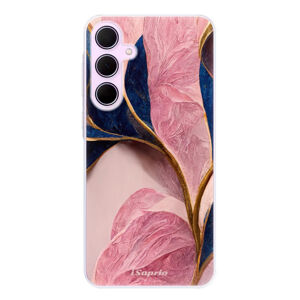 Odolné silikónové puzdro iSaprio - Pink Blue Leaves - Samsung Galaxy A35 5G