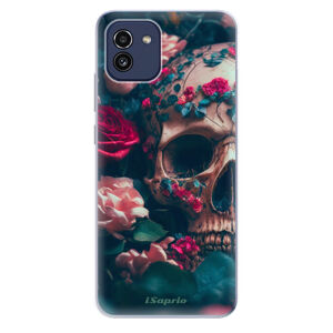 Odolné silikónové puzdro iSaprio - Skull in Roses - Samsung Galaxy A03