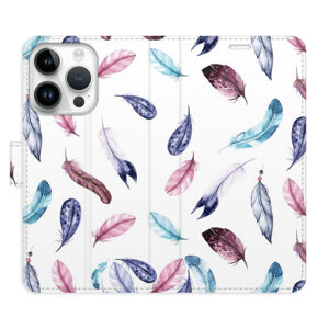 Flipové puzdro iSaprio - Colorful Feathers - iPhone 15 Pro