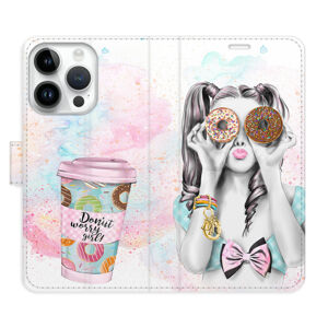 Flipové puzdro iSaprio - Donut Worry Girl - iPhone 15 Pro