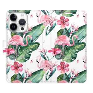 Flipové puzdro iSaprio - Flamingos Pattern - iPhone 15 Pro