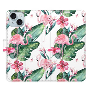 Flipové puzdro iSaprio - Flamingos Pattern - iPhone 15